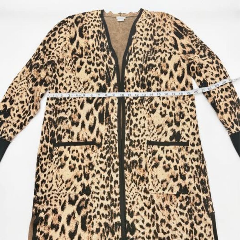 Womens Size 2 US L Chico's Leopard Print Long Cardigan